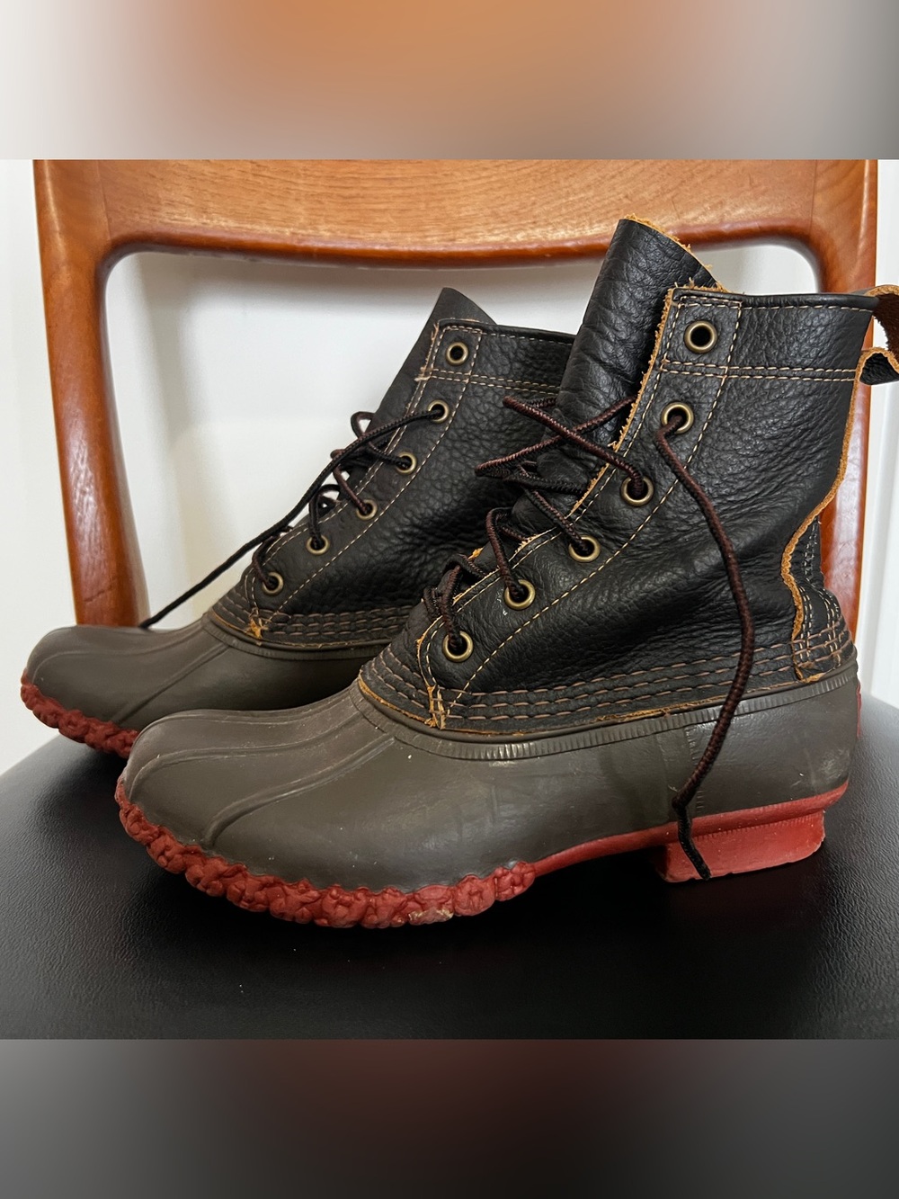 L.L. Bean Women's Black and Red Winter Rain Boots size 7.5
